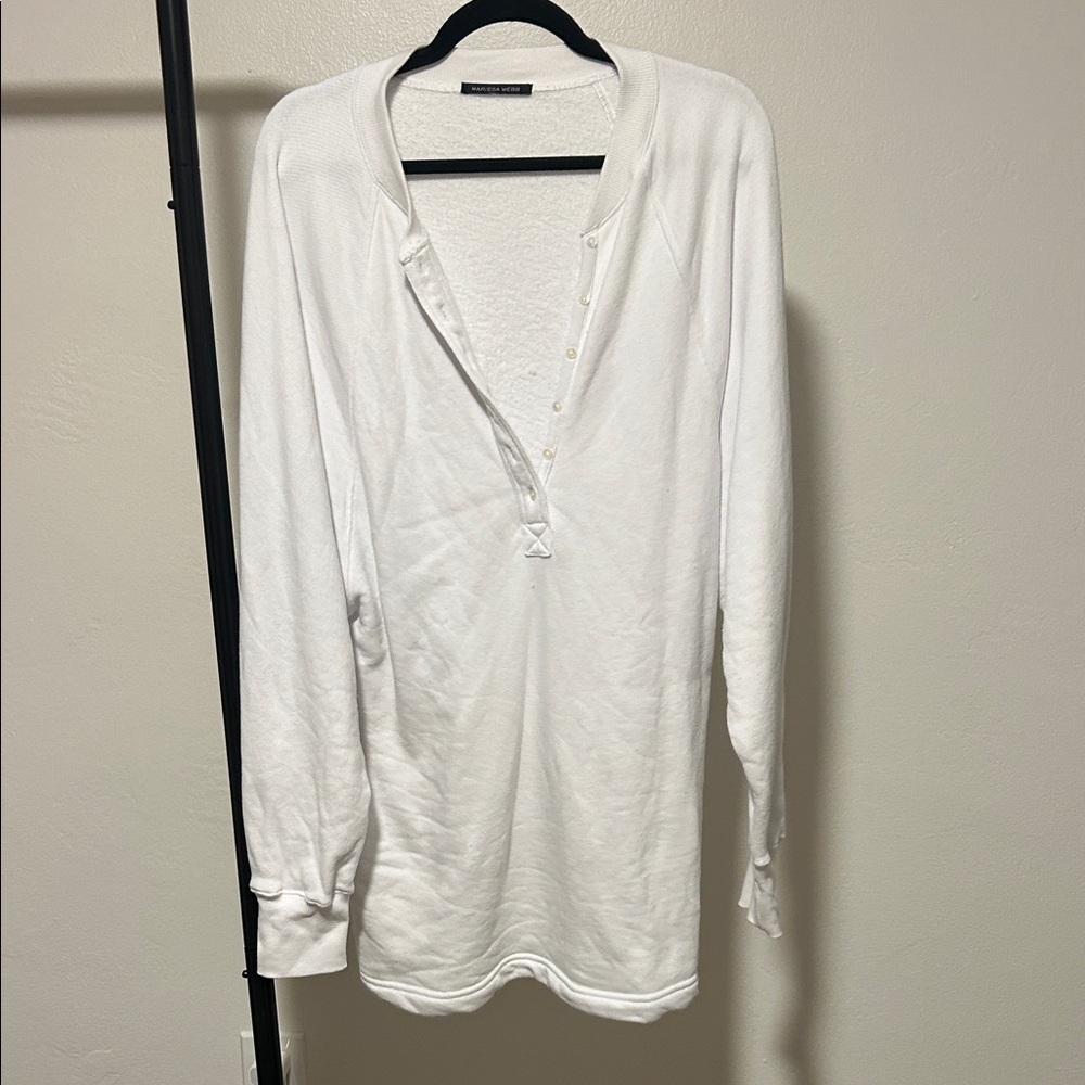 White Long Sleeve Women's Dress Sweatshirt Marissa Webb Medium